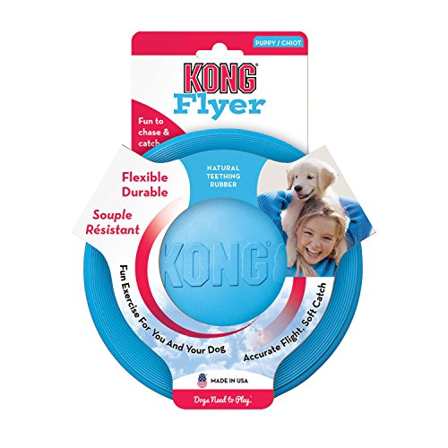 KONG Puppy Flyer - Soft Rubber Flyer Dog Toy - Flying Disc Dog Toy for Puppies - Gentle Rubber Toy for Growing Puppies - for Small Puppies - Randomly Provided Color