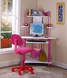 Kings Brand Pink Finish Corner Workstation Kids Children’s Computer Desk