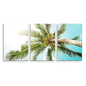 Beach Palm Trees Paradise Painting Artwork for Home...