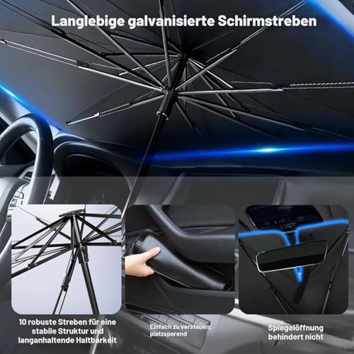 BIRDDIE Car Sun Shade for Windshield Stable Manual Adjustment at Multiple Angles UV & Heat Protection with Leather Bag for Saloons, SUVs and MPVs
