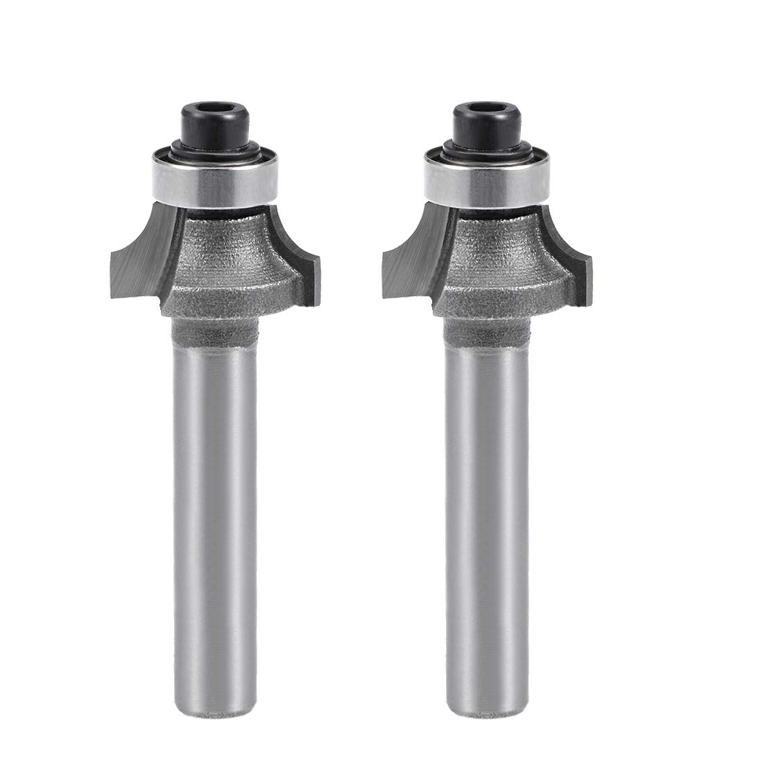 sourcing map Rounding Over Bit 1/4 Inch Shank 1/4 Inch Cutting Round Over Corner 2 Flutes Router Bit 8mm Cutting Depth 2pcs