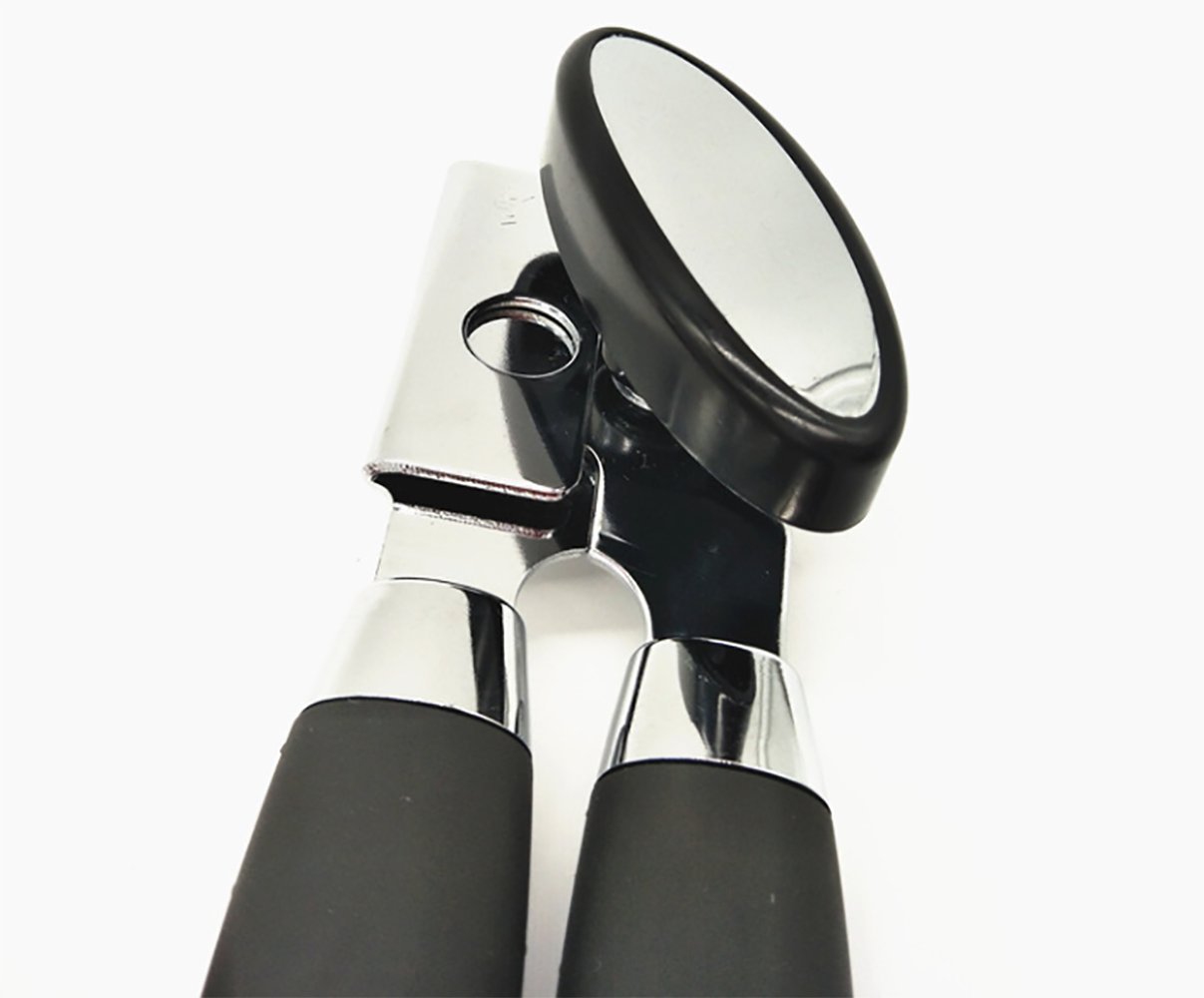 ixaer Strong Stainless Steel Can Opener With TPR Handle, Canned Tool, Multi-functional Rubber Handle Opener, Smooth Edge and Heavy Duty, Build in Durable Bottle Opener and Lid Lifter
