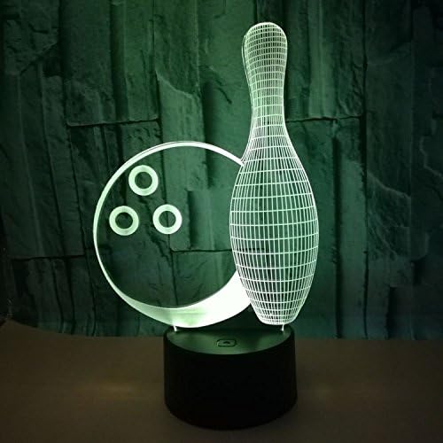 LiCheng Bridal 3D Illusion Bowling Lights 7 Colors Changing Table Decor Lamp Children Room Bedroom Decorative Night Light Boys Birthday Gifts