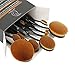 Makeup Brushes Set Professional 10 Pieces Oval Make Up Brushes Soft Toothbrush Shaped Design for Foundation, Concealer , BB cream, Powder with Box and Rose Beauty Blender