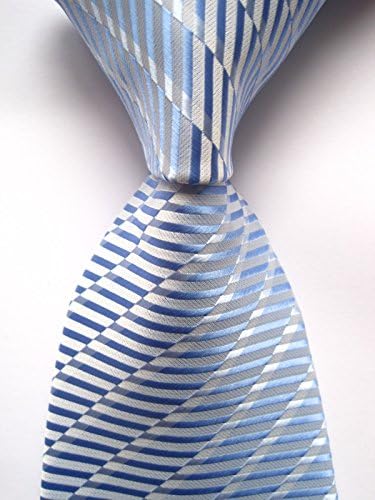 Scott Alain Creation - Neckties Classic Light Blue Striped 100% New Jacquard Woven Silk Men's Tie Necktie