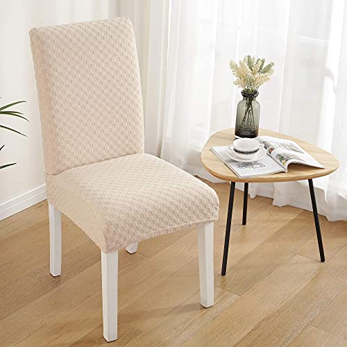 ZHZJ Chair Cover for Dining Room Set of 4，Dining Chair Slipcovers，Parsons Dining Chair Seat Covers for Kitchen Stretch Removable Washable，Beige 4