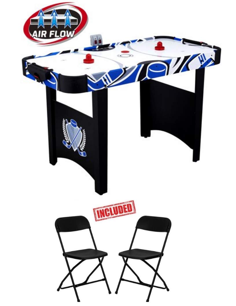 48 Inch Air Powered Hockey Table With Led Scorer Real Air Flow Easy Assembly Accessories Included Black Blue