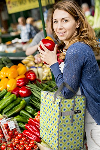 PackIt Freezable Grocery Shopping Bag with Zip Closure, Geometric