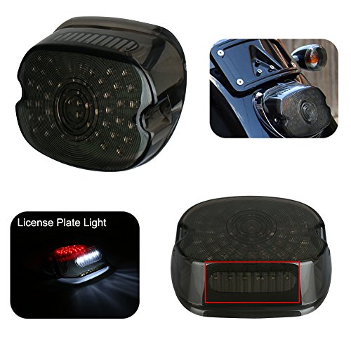 OVOTOR Smoked Harley LED Tail Light Lay Down Tail Lamp with Braking Turn Signal for Sportster DynaFXDL Electra Glides Road King