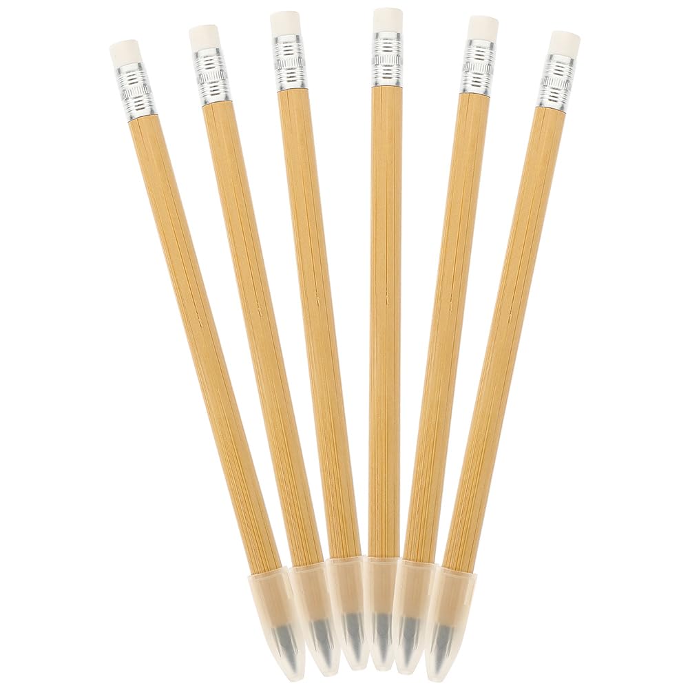 Operitacx 6Pcs Graphite Eternity Pencil inkless wood pen wood pencils forever inkless s erasable wooden engraved child Office Supplies with eraser Bamboo