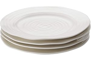 Portmeirion Sophie Conran White Salad Plates | Set of 4 | Dinner, Pasta, and Appetizer Plates | 8 Inch | Made from Porcelain 