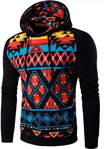 Mens Hoodies,Space Cotton Digital Tribal Printing Hooded Sweater M Black