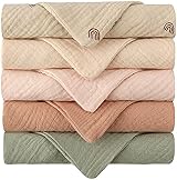 Aloonii 5 Pack Luxury Muslin Squares Small Baby Burp Cloths Peach