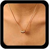 Vacaonio Boho Bead Pendant Necklace Dainty Beads Choker Necklace Floating Bead Chain Necklace Tiny Bead Chain Necklace Jewelry for Women