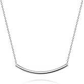 Bling Jewelry Minimalist Delicate Thin Sideways Horizontal Round Tube Curved Bar Slide Pendant Necklace For Women Teen .925 Sterling Silver