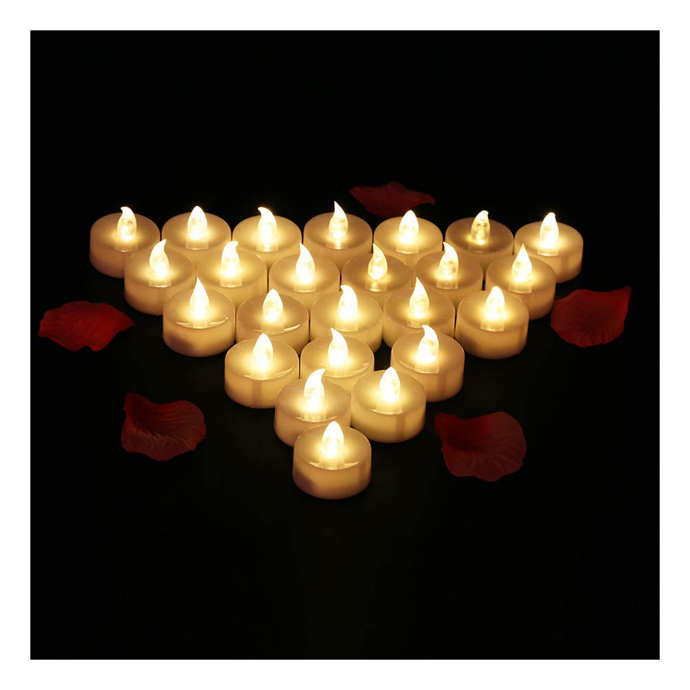 Led Tea Lights LED Candles, Glamouric Flickering flameless Tea Lights for Halloween Merry Christmas Festivals House Wedding Anniversary Party Decoration (24 Packs, Batteries Included)
