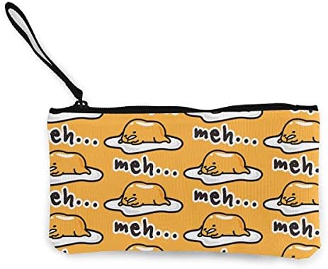 Gudetama Cute Coin Purse Travel Makeup Pencil Pen Case with Handle Cash Canvas Zipper Pouch 4.7"X8.7"