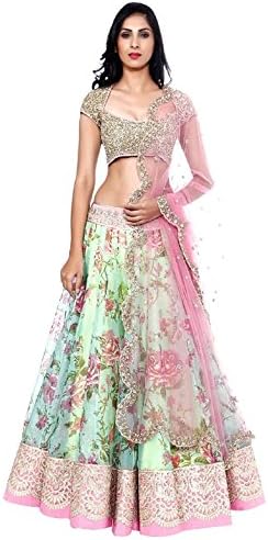Radheshyam Enterprise Women's Print Lehenga Choli, Free Size, Multi-Coloured