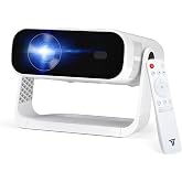 Wielio 2026 Smart Projector Android 14/TV with WiFi 6 and Bluetooth 5.0 | Built in 1000+ Apps 210 ANSI Portable Bedroom Mini Movie Projector Auto Keystone &amp; Zoom-black-and-white