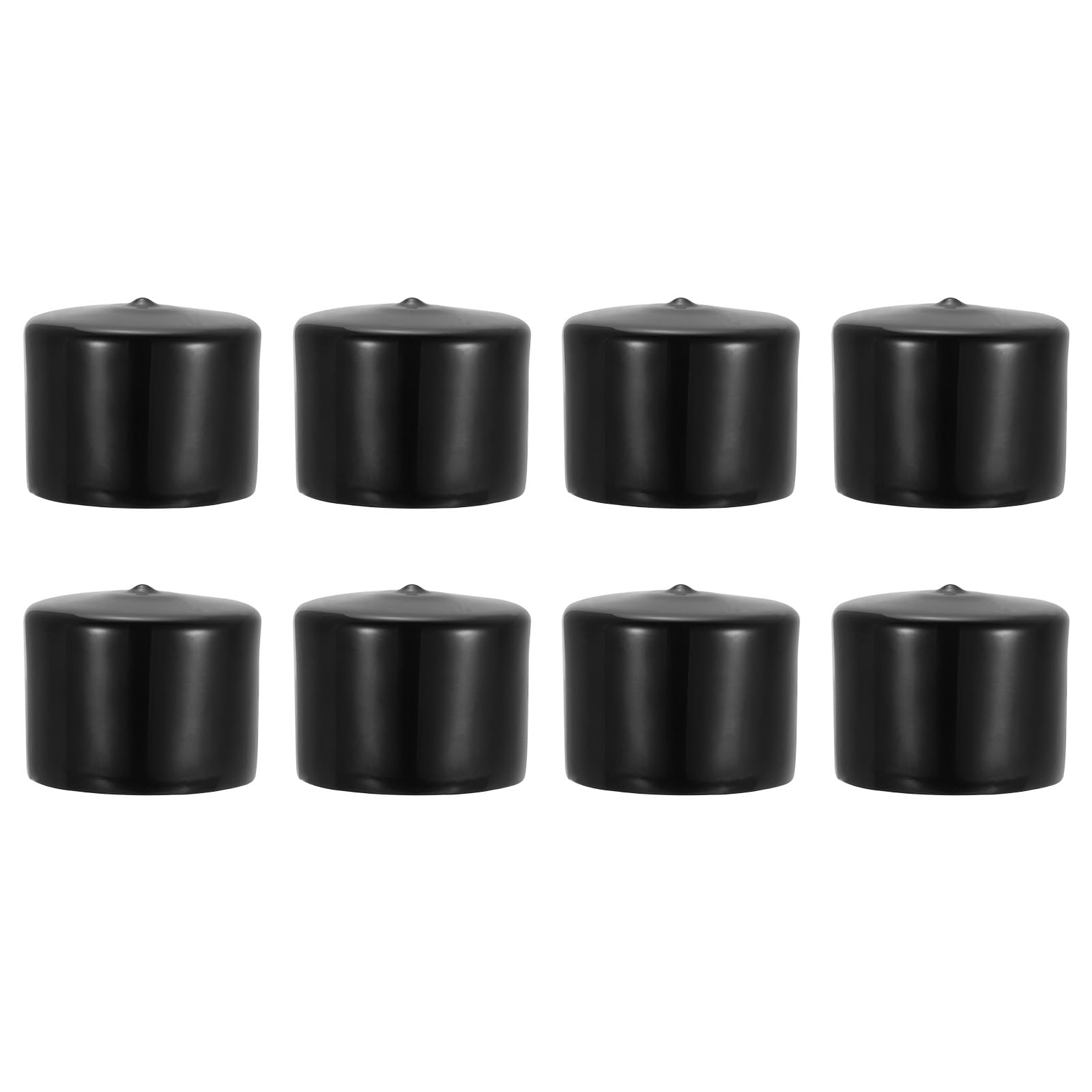 PATIKIL 2-1/4" ID Round Rubber End Caps, 8 Pcs Rubber Bolt Covers Caps PVC Rubber Screw Covers Flexible Screw Thread Protector Caps for Metal Tube Rod Bolt, Black