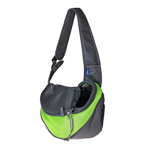 CISNO Small Pet Dog Cat Kitty Carry Carrier Outdoor Travel Oxford Single Shoulder Bag Sling (M, Green)