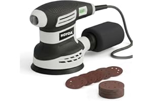 HOYOA Random Orbital Sander for Wood 3.0Amp 5 inch, 6 Variable Speeds, 14000RPM Palm Sander with 15 Sandpapers, Dust Collecto