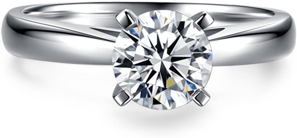 CARSINEL 1 Carat Round Brilliant CZ Sterling Silver 925 Wedding Engagement Ring Sizes 4 to 9