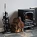 Lizh Metalwork Dark Knight Fireplace Tool Set,Black Cast Iron