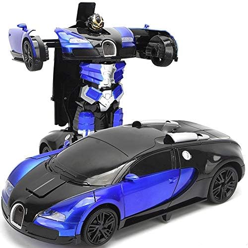 Kikioo 1:14 Dual Mode RC Sports Car Autobots Four-Wheel Drive Grand Sport Vitesse Drifting Stunt Racing Vehicle 2.4GHZ Wireless Remote Control Cars Deformation Toy for Boy Kids Children Gift Blue