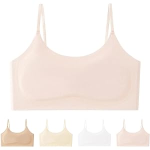 HBDHEJL 7-12 Years Training Bras for Girls Sports Soft Seamless Wireless Comfortable Bra with Breathable Pads Cami Crop Bras