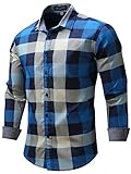 Neleus Men's Long Sleeve Button Down Shirts,088,Blue,M,Eur Tag L