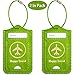 WALNEW Luggage Tag- Initial Bag Tag with Stainless Steel Loop Suitcase Label 2 Pieces Set (Green, 2 Piece)
