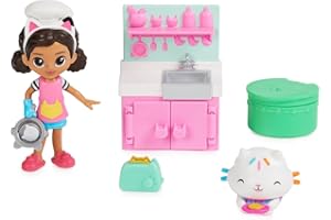 GABBY'S DOLLHOUSE Gabby’s Dollhouse, Lunch and Munch Kitchen Set with 2 Toy Figures, Accessories and Furniture Piece, Kids Toys for Ages 3 and up