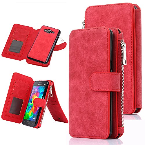 Galaxy grand prime case, caseup 12 card slot - [zipper storage] l…