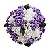 vLoveLife Wedding Bouquet For Bride, 8 x 11 inch Purple Rose Flower Bouquet for Bridal, Holder Bouquet for Bride, Bouquets for Bridesmaids, Ceremony Decor & Photo Props & Wedding Favors Flower Bouquet