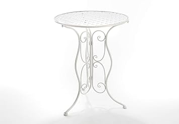 Amazon De Kobolo Metalltisch Gartentisch Beistelltisch Rundtisch Deko Tisch Metall Cream