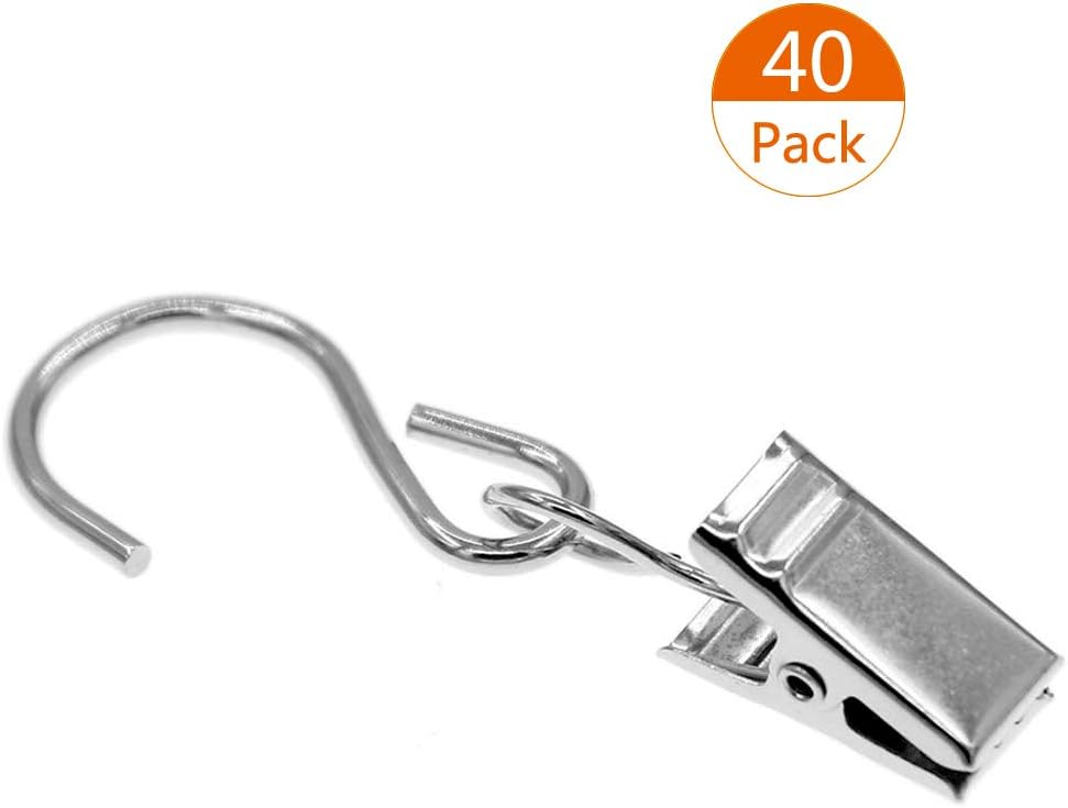 Coideal 40 Pack Curtain Clip Metal Hanging Clips Hooks for Drapes