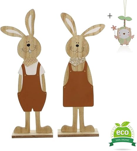 Morbuy Osterdeko Osterhase 2pc Hasen Figur Aus Holz Osterdekoration Susse Tischdeko Und Geschenk Zu Oster Paar Kaninchen Amazon De Kuche Haushalt