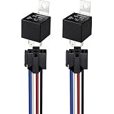 Gebildet 2pcs 12V 40A 4 Pin SPST Car Relay Harness JD1912, 12AWG Harness Sockets with Built-in Diode for Automotive Truck Van Boat Motorcycle