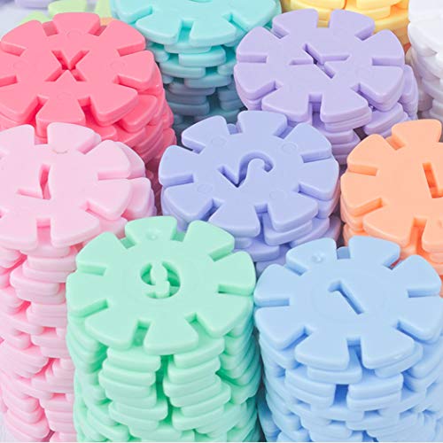 HAPPYMATY Macaron Digital Snowflakes Building Blocks Interlocking Plastic Disc Set Children's Educational Toys 1000PCS