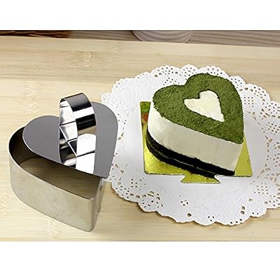 FUBARBAR 3 X 2 Inch Round Square Heart Flower Cake Stainless Steel Mini Cake ...