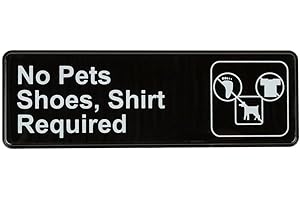 BDRHCS No Pets Shoes and Shirt Required Acrylic Sign 3x10 Inch - Commercial Adhesive Door Plate - for Cafe Restaurant Public 