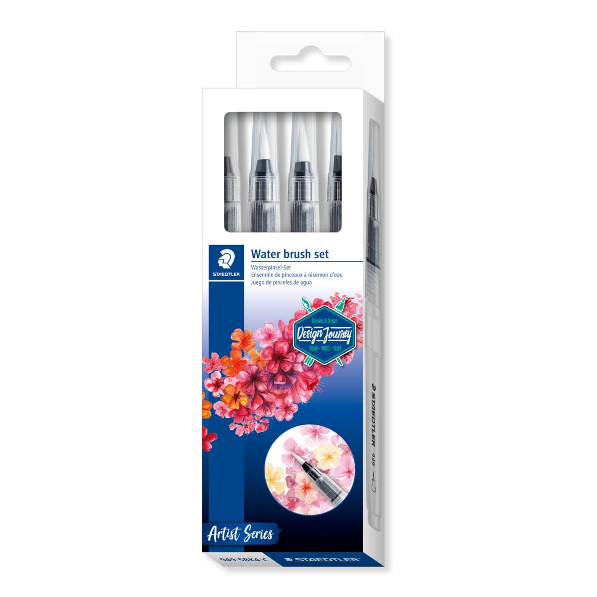 STAEDTLER 949-SBK4-C Design Journey Water Brush for Watercolour Painting (Pack of 4 Assorted Brushes) — image 1