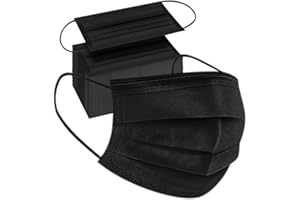 ApePal 100pcs Adult Black Face Masks 3 Layer Non-Woven Black Masks for Adjustable Nose Clip