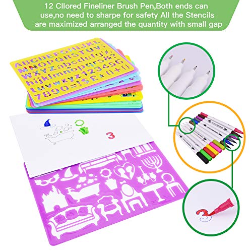 CtopoGo Drawing Stencils Set for Kids with Over 400 Shapes,Educational Toys to Enhance Children's Creativity,Arts and Crafts for Girls & Boys,Travel Activities Kit for Age 3+ Ideal Kids Gifts