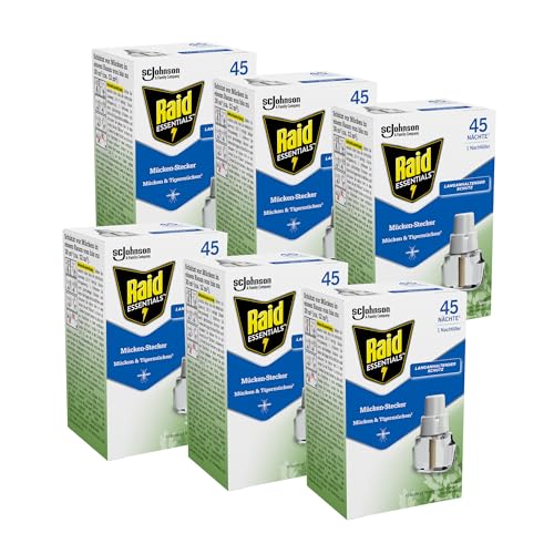 Raid Essentials Mueckenstecker 45 Naechte Nachfueller, Geruchsneutral, 6er Pack