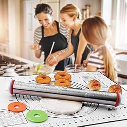 Rolling Pin and Pastry Baking Mat Set, Rolling Pins