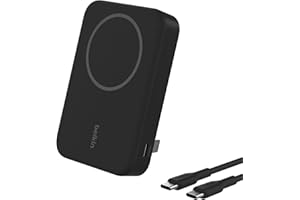 Belkin Portable Charger, Wireless Power Bank 15W 10000 mAh w/ Qi2, MagSafe Charger + Built-in Pop-up Kickstand - iPhone 17, Air, Pro, Pro Max, AirPods, Apple Watch, Google Pixel 10, etc. - Black