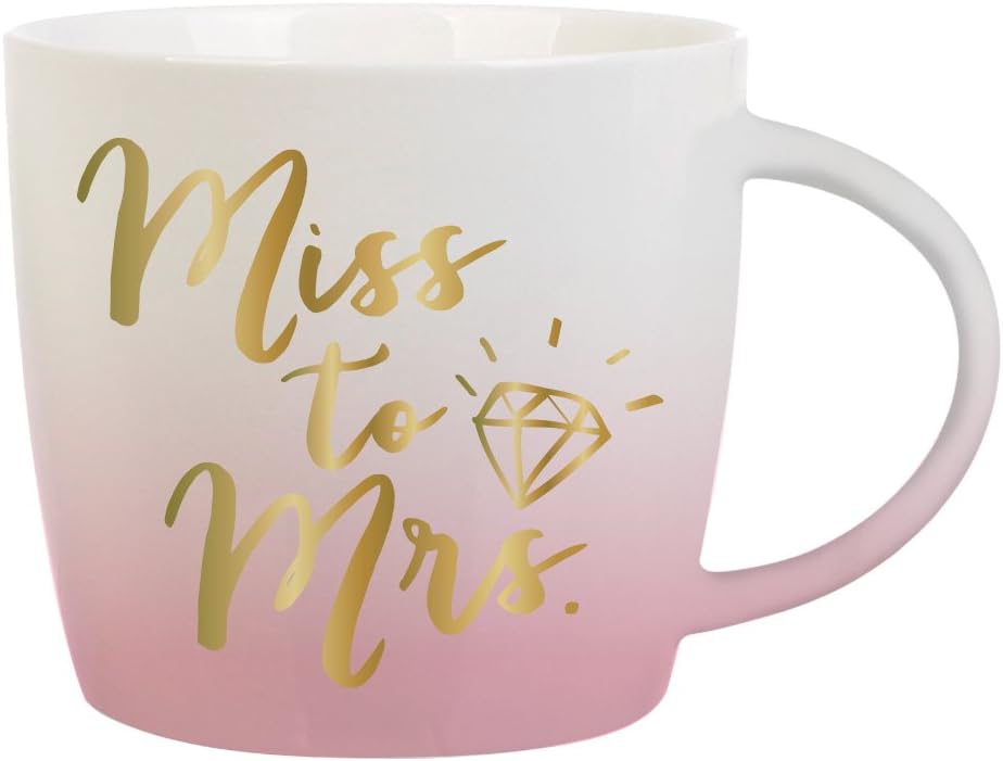Slant Collections 14-Ounce Porcelain Coffee Mug, Miss to Mrs.