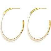 TaYolnFaSo Enamel Hoop Earrings for Women 18K Real Gold Plated Hypoallergenic C-Shaped Earring Colorful Enamel Jewelry Valentine's Day Gift for Wife Girlfriend